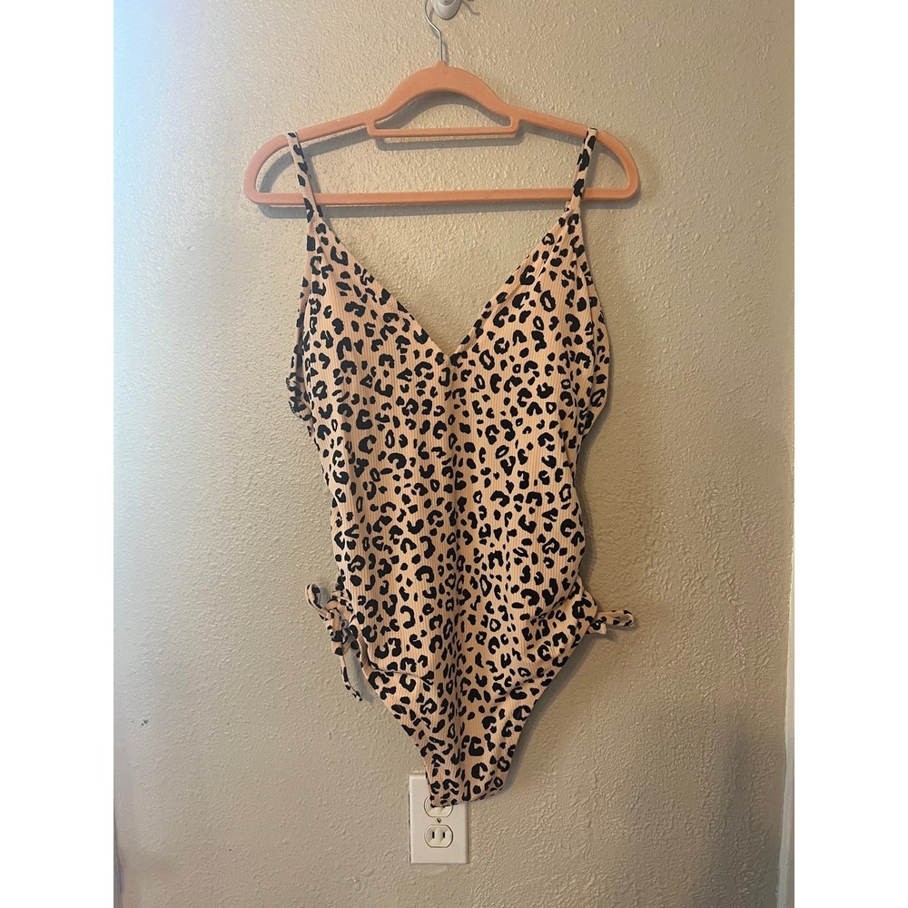 Shade & Shore Leopard animal Print one piece Swimsuit Size XL - Picture 2 of 8